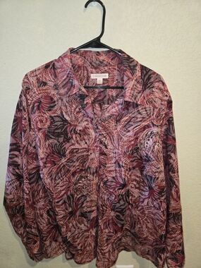 Coldwater Creek Men's Long-Sleeve Paisley Button-Up Shirt - Burgundy